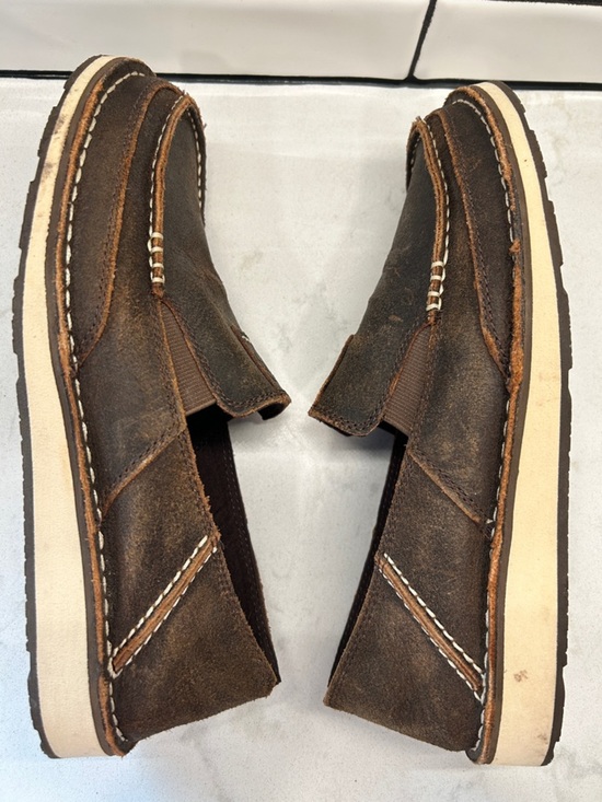 ARIAT MEN\'S ROUGH OAK CRUISER SHOES - MOC TOE Boat Shoe Loafers Brown Leather 9D main image 8